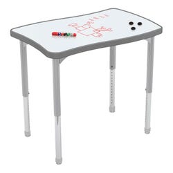 MooreCo Hierarchy Rectangle Creator Desk, Porcelain Steel Top, Charcoal Edge