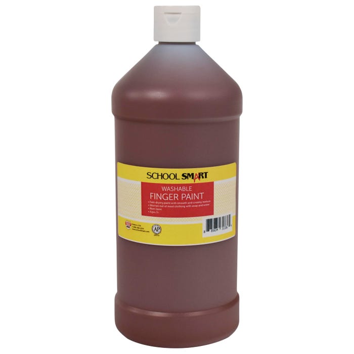 School Smart Washable Finger Paint, Brown, 1 Quart Bottle
