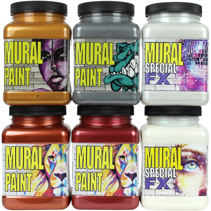 Chroma Mural Paint, Assorted Metallics, Pints, Set of 6