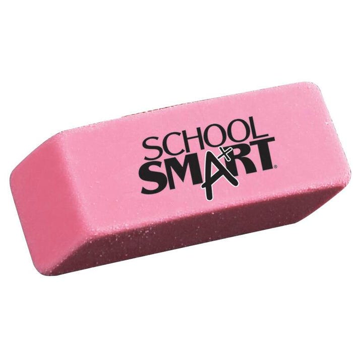School Smart Beveled Block Erasers, Small, Pink, Pack of 36