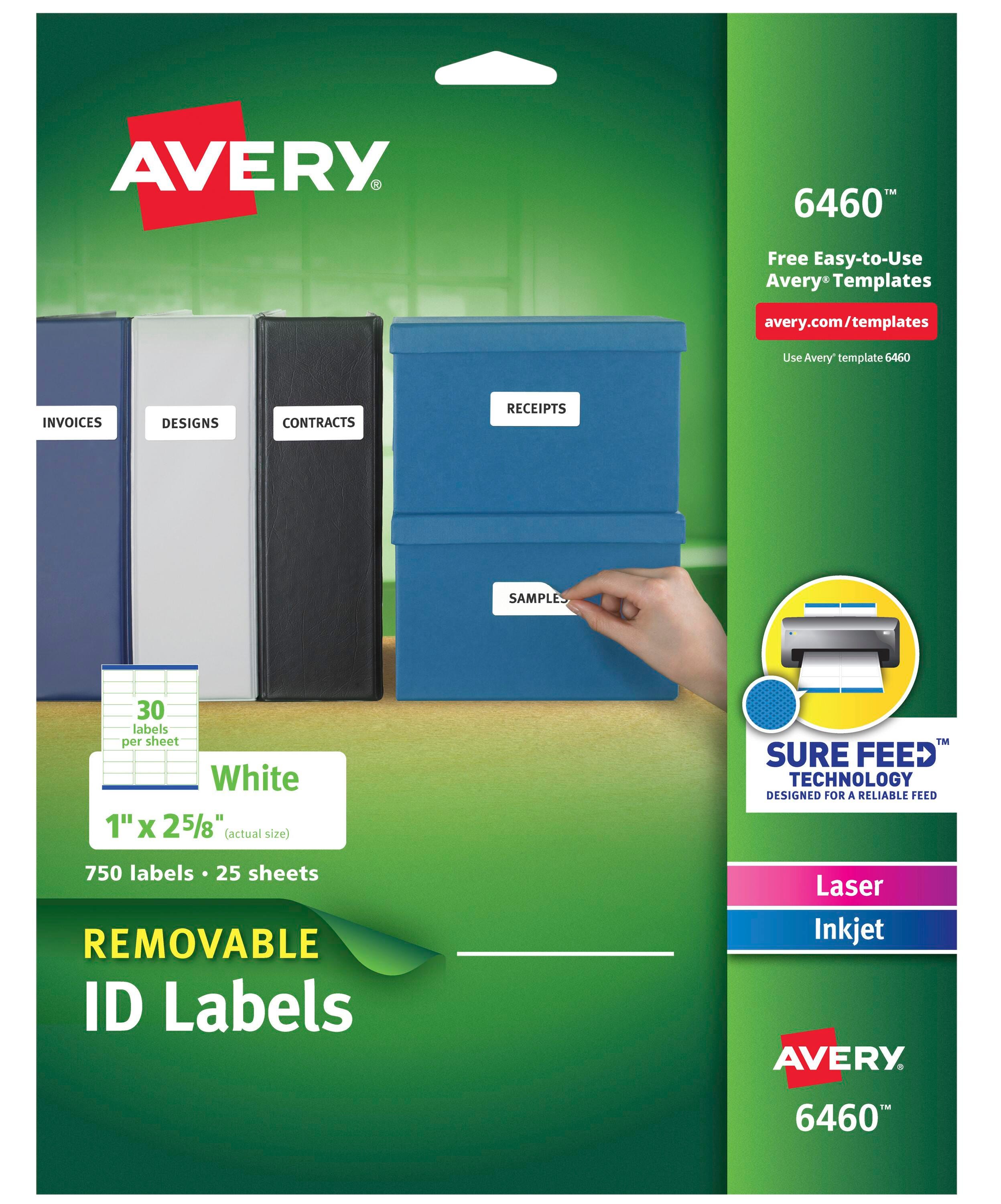 Avery Removable ID Labels, 1 x 2-5/8 Inches, Pack of 750 1054703