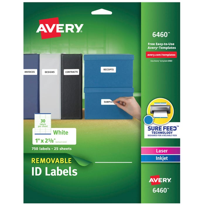 Avery Removable ID Labels, 1 x 2-5/8 Inches, Pack of 750