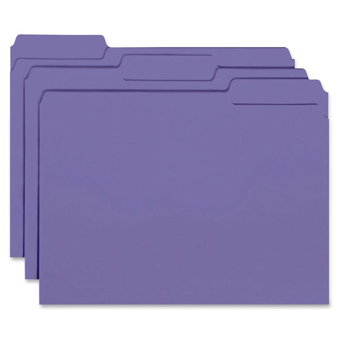 Smead Interior File Folder, Letter Size, 1/3 Cut Tabs, Purple, Pack of 100