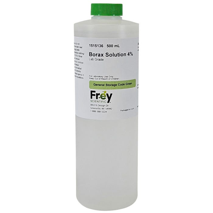 Frey Scientific Borax Solution, 4%, Lab Grade, 500mL