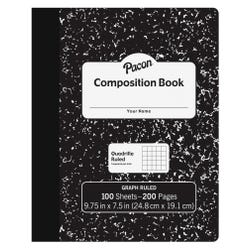 Pacon Marble Hard Cover Quad Rule Composition Book, 100 Sheets, Black, Item Number 1603757