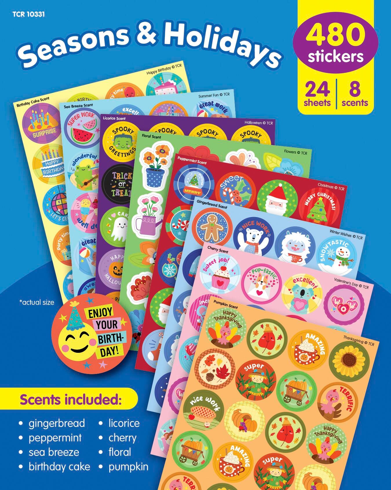Image for Teacher Created Resources Smelly Stickers, Seasons & Holidays, Pack of 480 from School Specialty