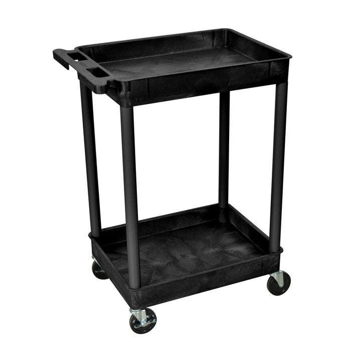 Luxor Utility Tub Cart with 2 Tubs, 24 x 18 x 37-1/2 Inches, Black