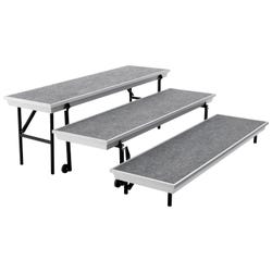National Public Seating Foldable Straight Transport Riser, 72 in L X 54 in D X 24 in H, 3 Level, Gray, Item Number 1283516