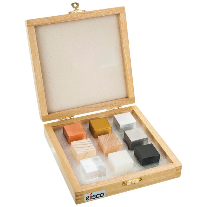 Eisco Labs Density Cubes, 25 Millimeter Sides, Assorted Metals, Set of 9
