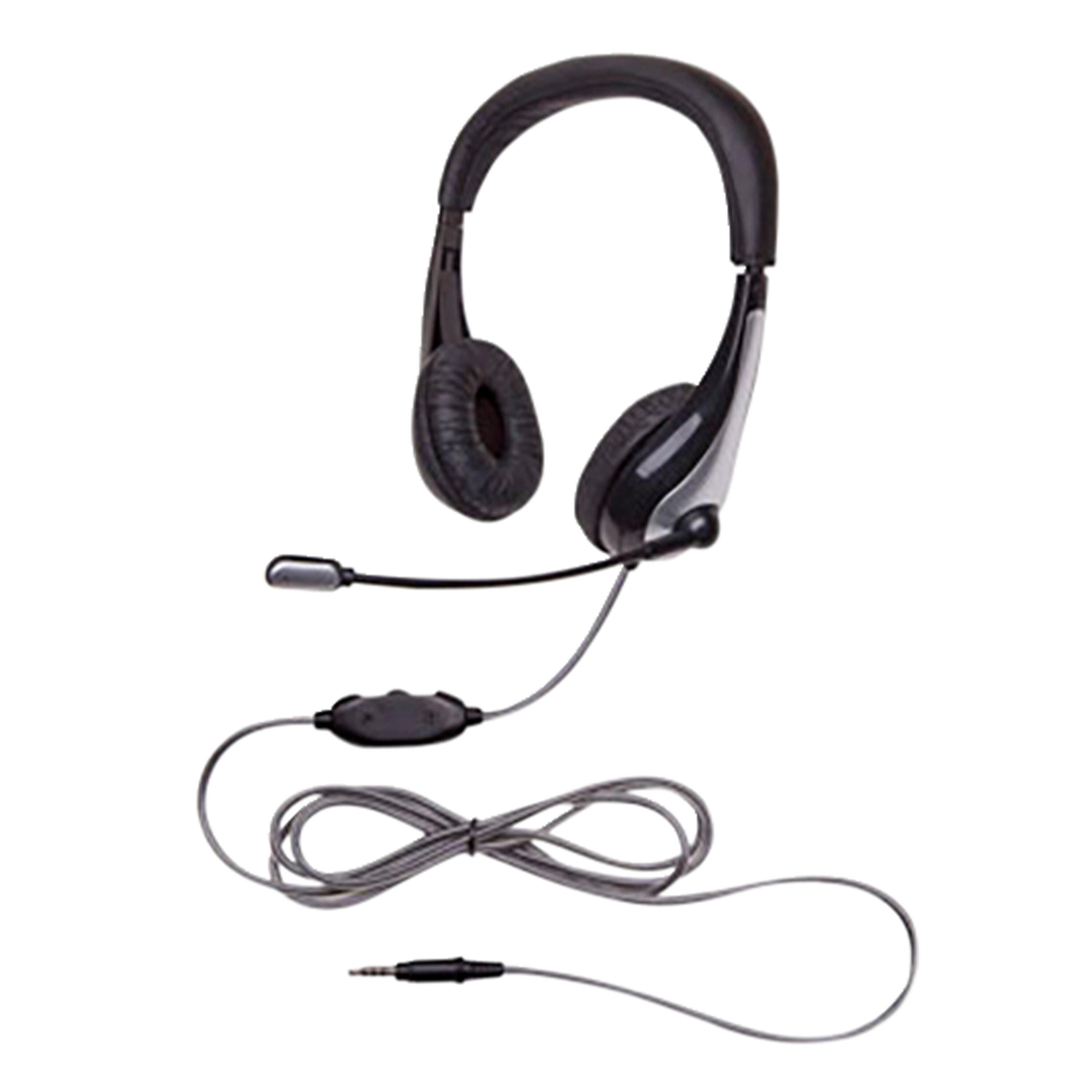 Image for Califone NeoTech 1025MT On-Ear Stereo Headset with Gooseneck Microphone, 3.5mm Plug, Black/Silver from School Specialty