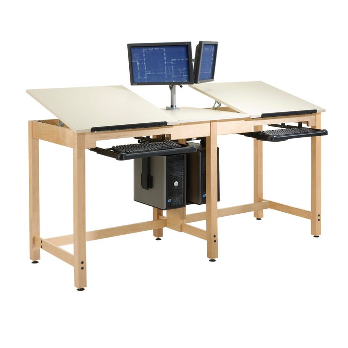 Diversified Woodcrafts Deluxe 2 Station Adjustable Drawing Table, 84 x 30 D x 39-3/4 Inches