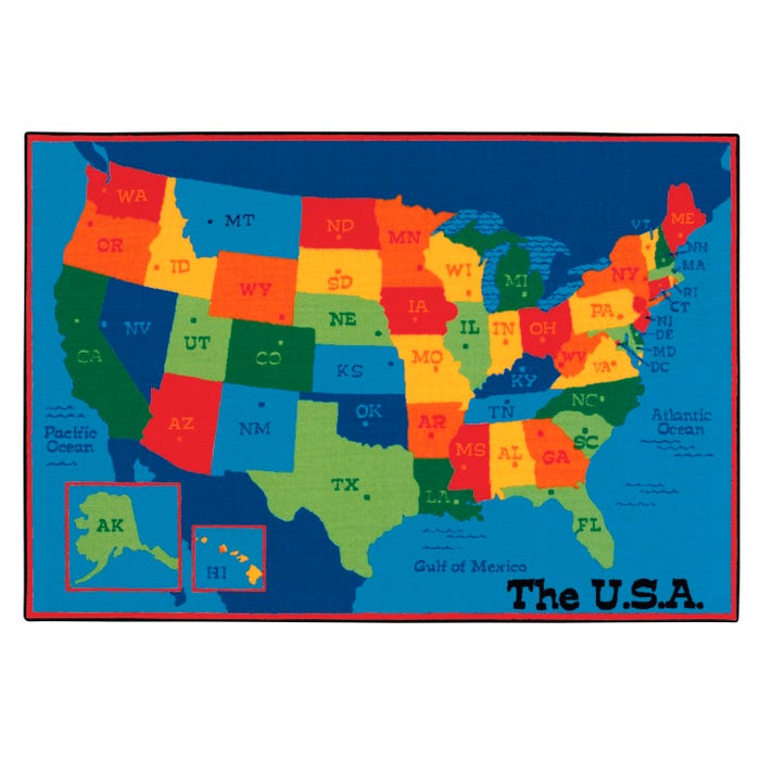 Carpets for Kids KID$Value PLUS USA Map Carpet, Rectangle