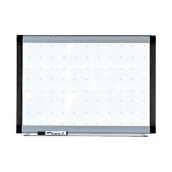 Lorell Signature Magnetic Dry Erase Board with Grid Lines, 48 x 36 Inches, Porcelain, Silver/Ebony