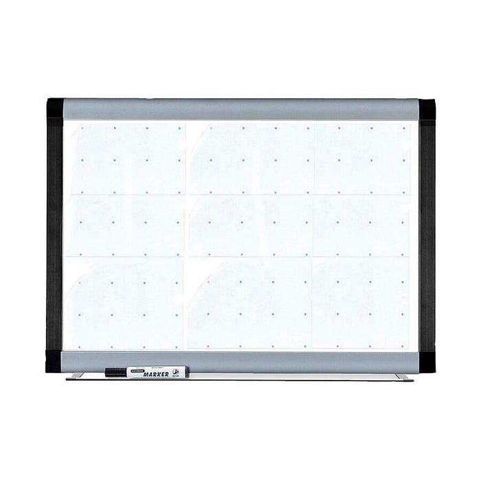 Lorell Signature Magnetic Dry Erase Board with Grid Lines, 48 x 36 Inches, Porcelain, Silver/Ebony