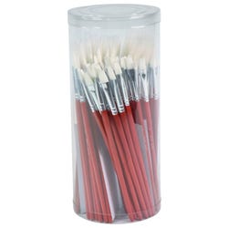 Sax White Synthetic Taklon Paint Brushes with Short Handles, Assorted Sizes, Set of 72 402753