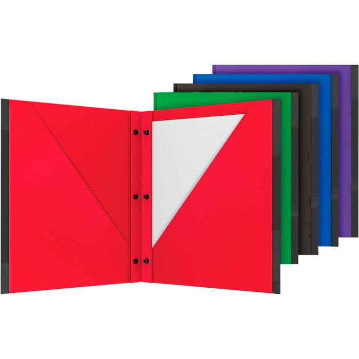 Oxford 2-Pocket Poly Portfolio w/Snap Fasteners, Assorted Colors, Pack of 5