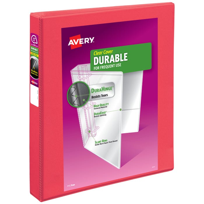 Avery Durable View Binder with Slant Ring, 1 Inch, Coral
