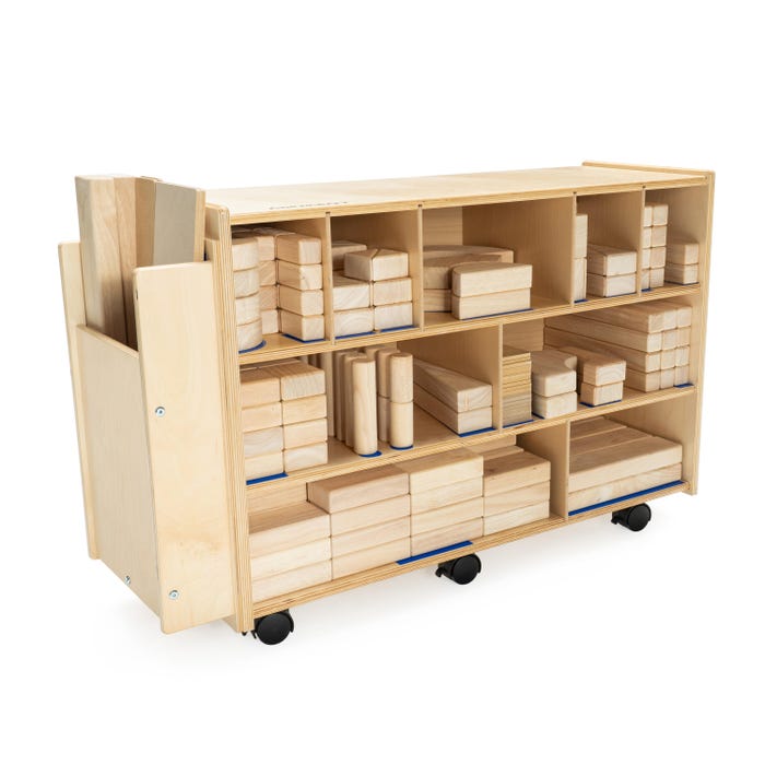 Childcraft Mobile Cabinet and Block Set, Wooden, 40-1/8 x 13 x 25-3/8 Inches