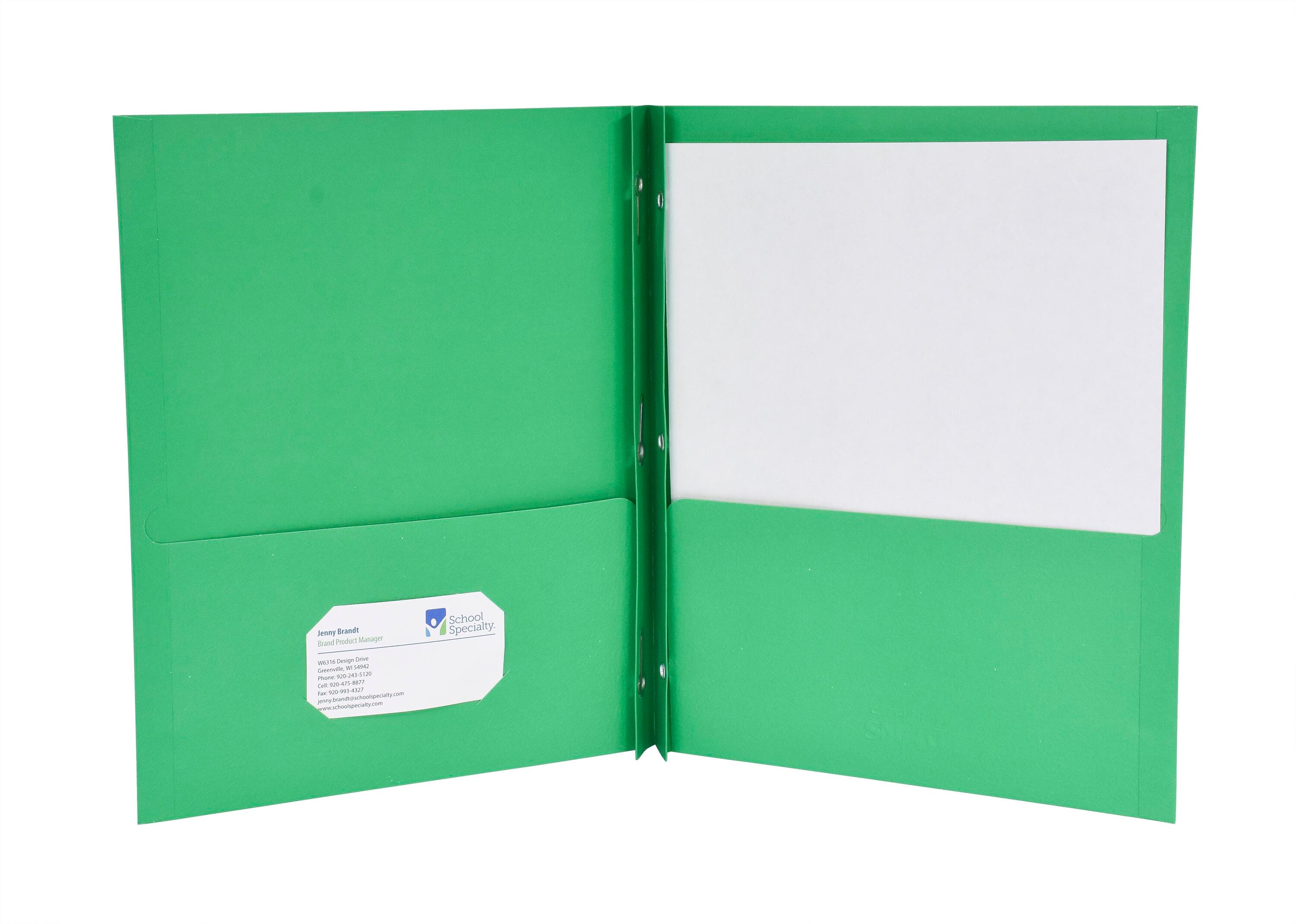 Image for School Smart 2-Pocket Folders with Fasteners, Green, Pack of 25 from School Specialty