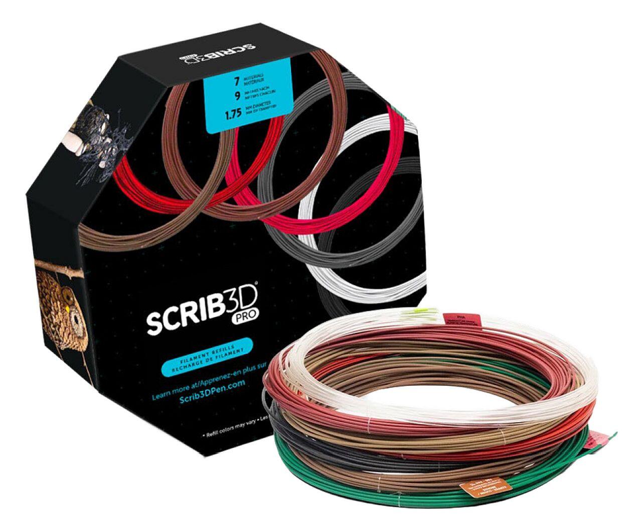 SCRIB3D Pro Filament Refill Box, 1.75mm, Assorted Materials, Set of 7