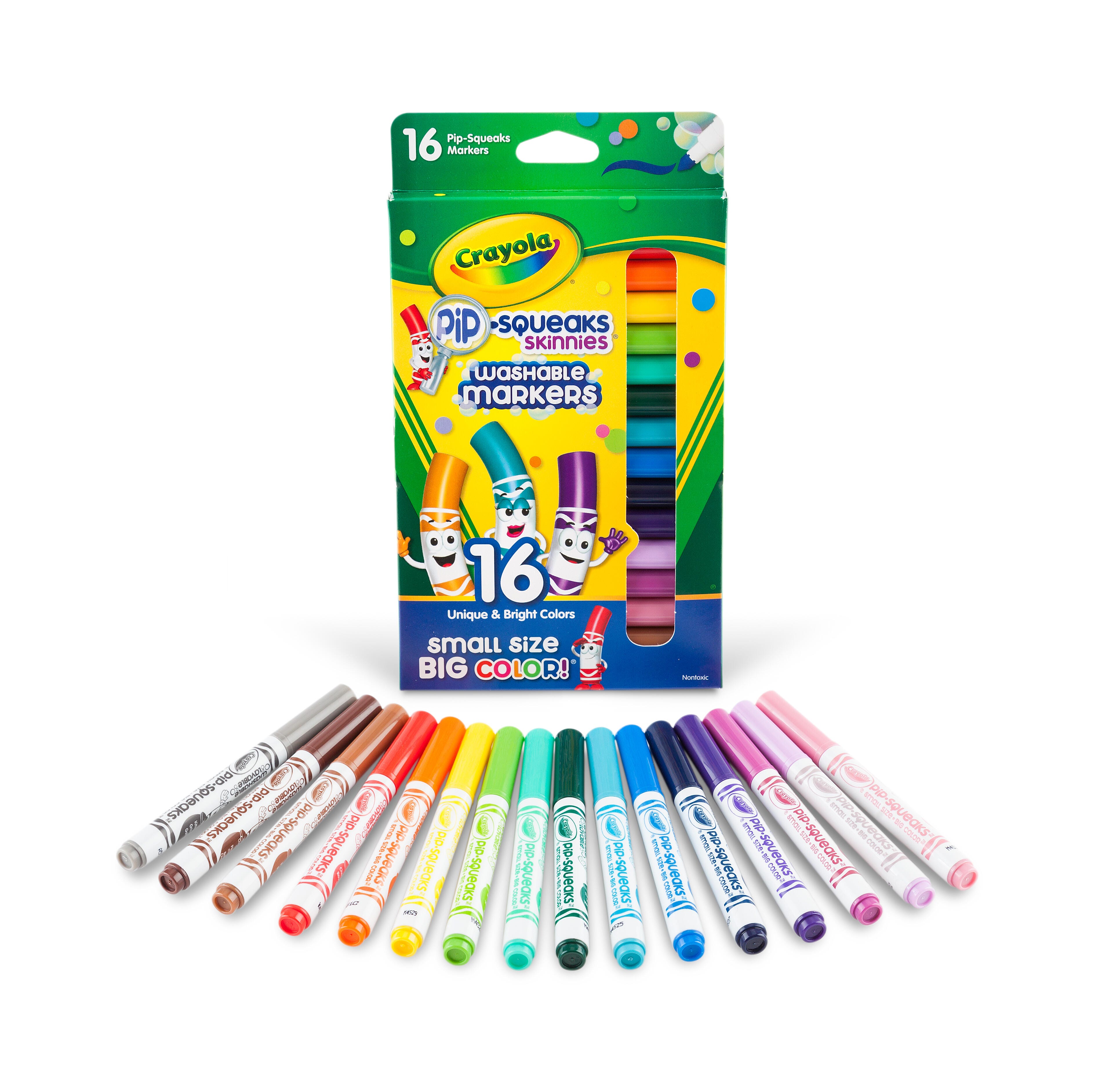 Crayola Pip-Squeaks Skinnies Washable Markers, Assorted Colors, Set of 16 1382243