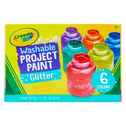 Crayola Washable Project Paint, 2 Ounce Bottles, Assorted Glitter Colors, Set of 6 Item Number 1465258