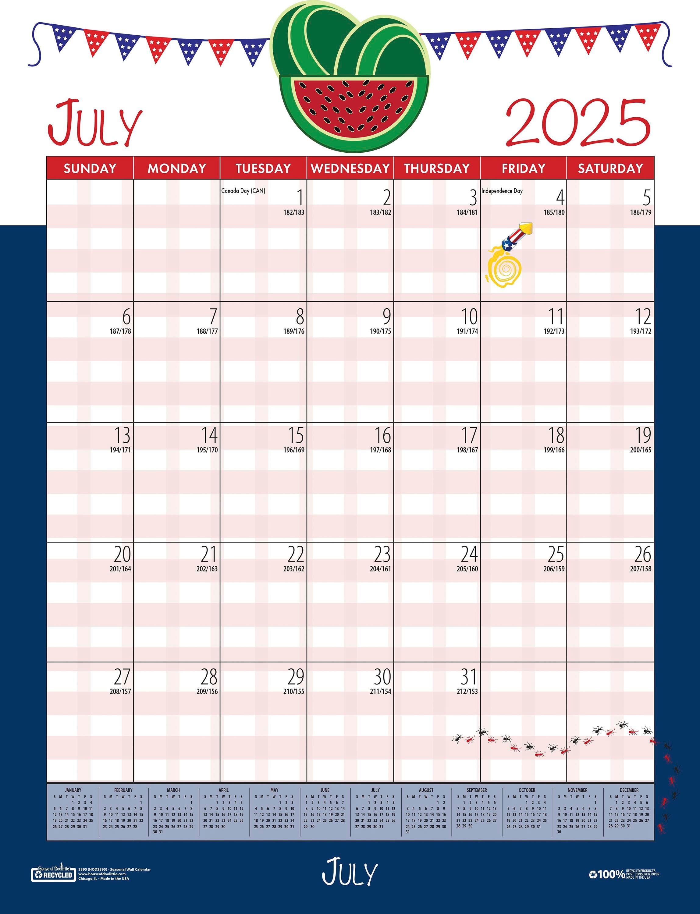 House of Doolittle, Recycled, Seasonal Academic Wall Calendar, July 2025-June 2026, 12 x 16-1/2 Inches 2150948
