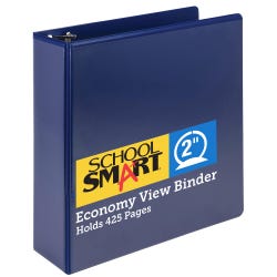 School Smart Round Ring View Binder, Polypropylene, 2 Inches, Blue 086396