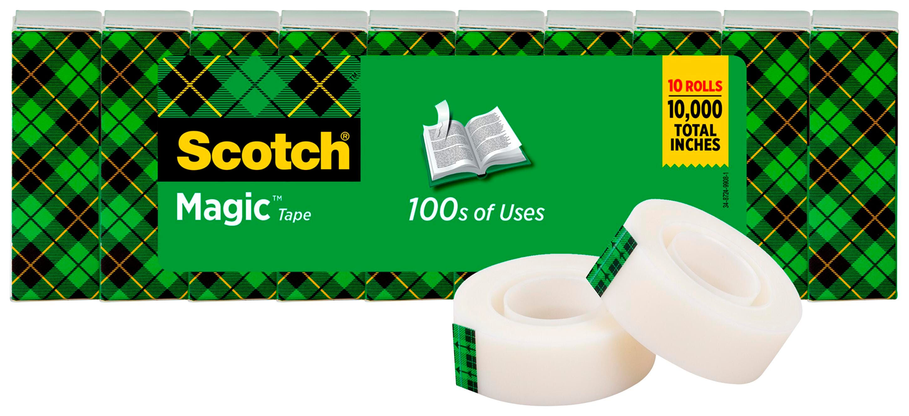 Scotch 810 Magic Tape, 0.75 x 1000 Inch, Matte Clear, Pack of 10 075483