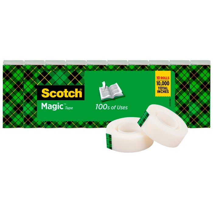 Scotch 810 Magic Tape, 0.75 x 1000 Inch, Matte Clear, Pack of 10