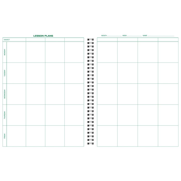 Hammond & Stephens Lesson Plan Book, 8-1/2 x 11 Inches, 8 Subjects, 40 Week, Green/ Blue