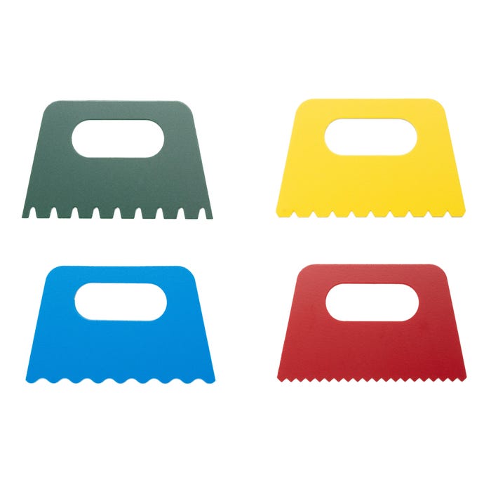School Smart Plastic Paint Scraper Set, Assorted Designs, 3 x 5 Inches, Pack of 4