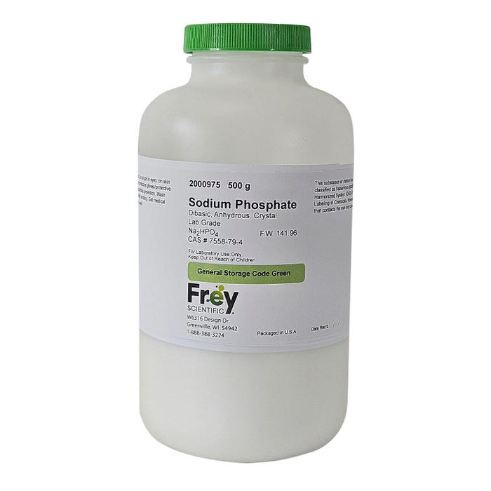 Frey Scientific Sodium Phosphate Dibasic Anhydrous, Lab Grade, 500 Gram
