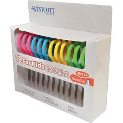 Westcott Soft Grip Pointed Tip Kids Scissors, 5 Inches, Assorted Colors, Pack of 36, Item Number 1594994