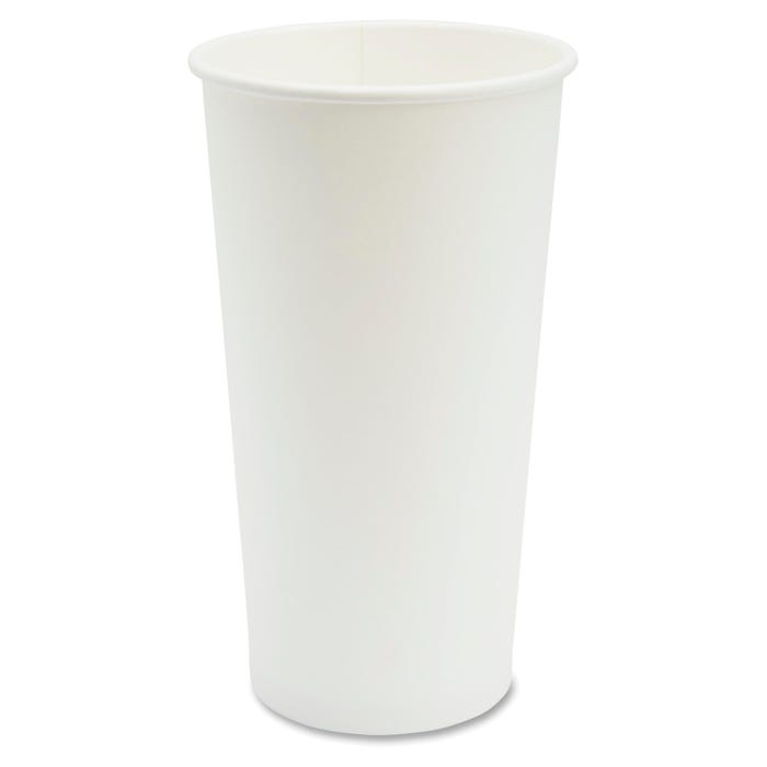 Genuine Joe Disposable Hot Cup, 20 oz, White, Pack of 50