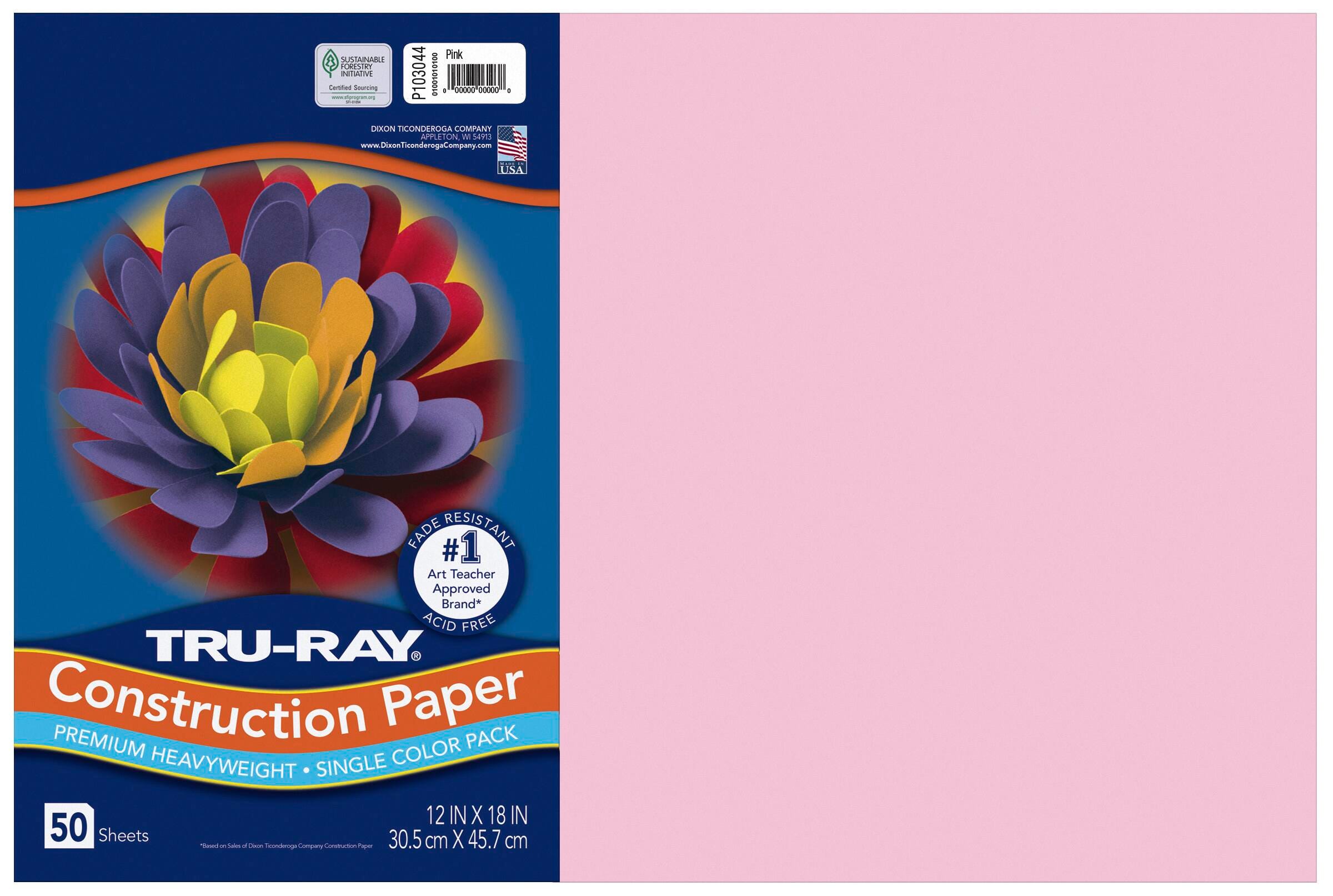 Tru-Ray Sulphite Construction Paper, 12 x 18 Inches, Pink, 50 Sheets 054096