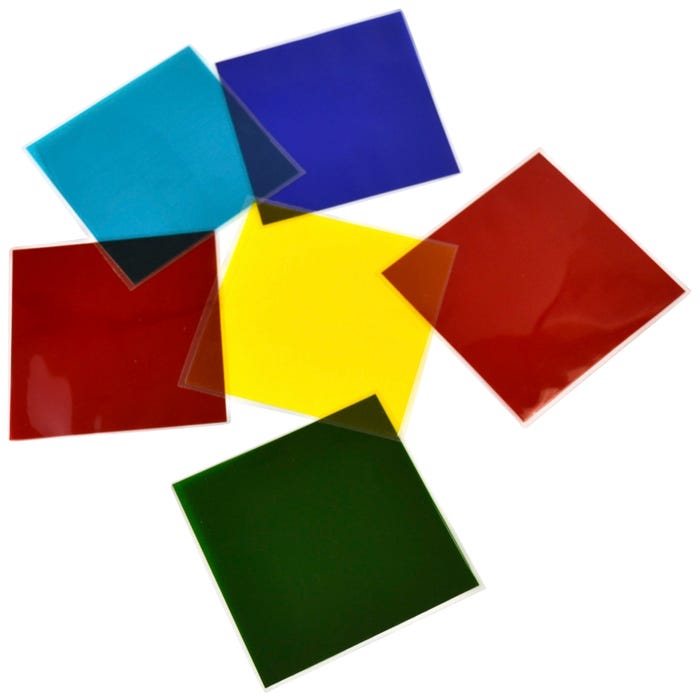 Eisco Labs Color Filters, Unmounted, 10 Centimeters, Assorted, Set of 6