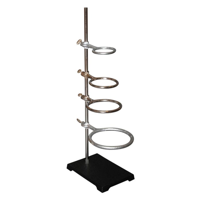 GSC Support Ring Stand and Rings, 6 x 9 in Base, 24 in Rod, Includes 4 Rings