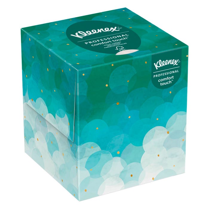 Kleenex Professional Comfort Touch Pop-Up Cube Box Facial Tissue, White, 90 Tissues