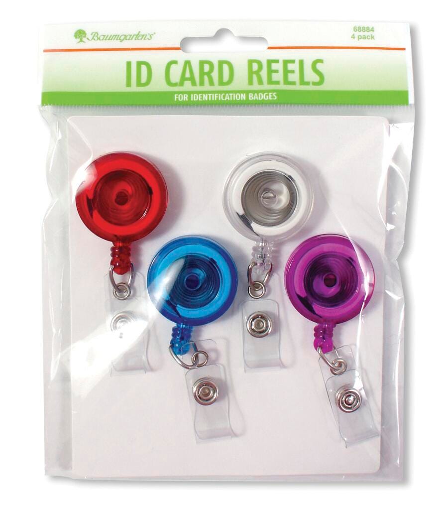 Baumgartens Sicurix ID Badge Reel, 30 x 1-3/4 Inches, Translucent, Pack of 4 1402409