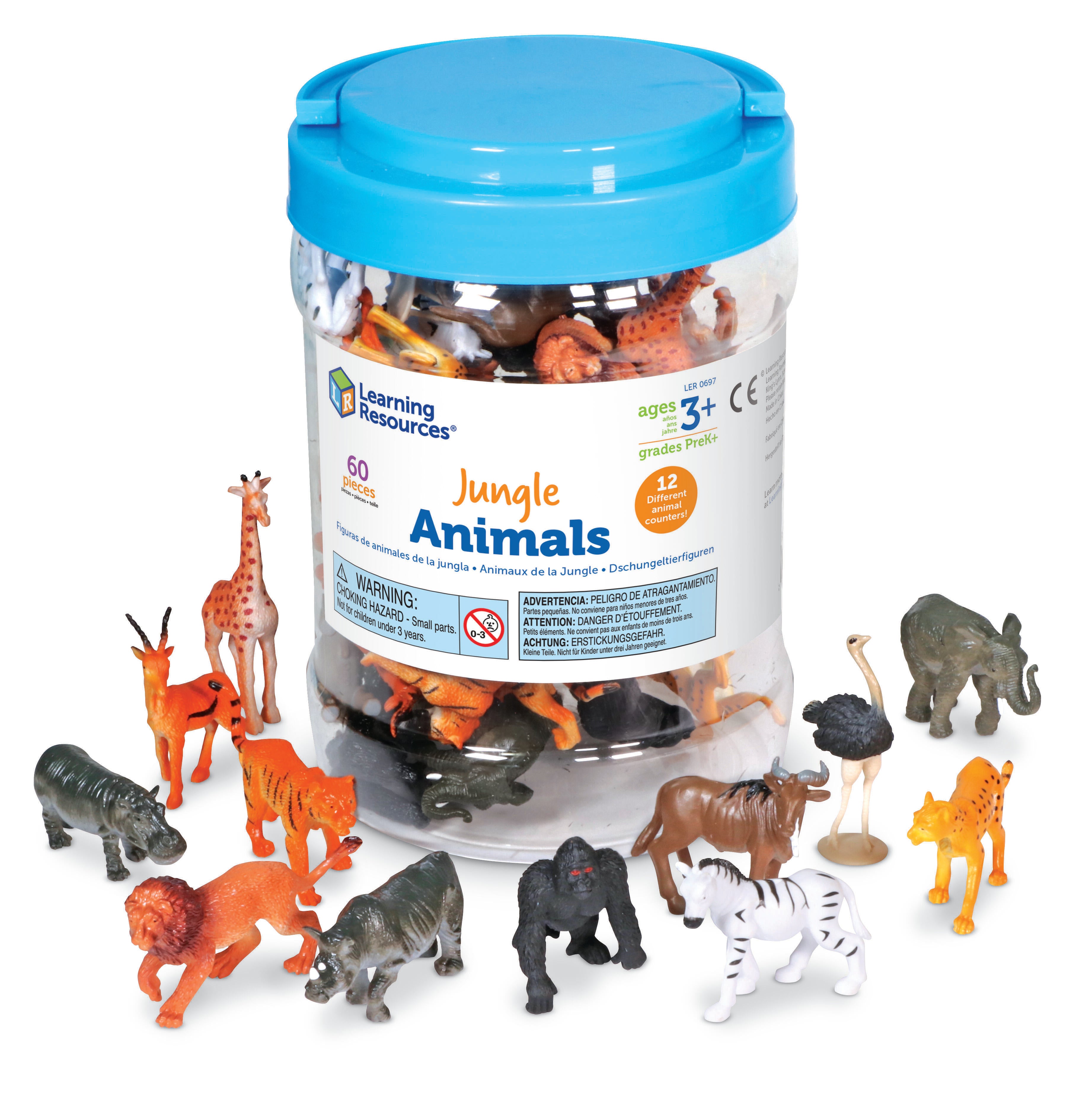 Learning Resources Assorted Jungle Animal Counters, Set of 60 2002889