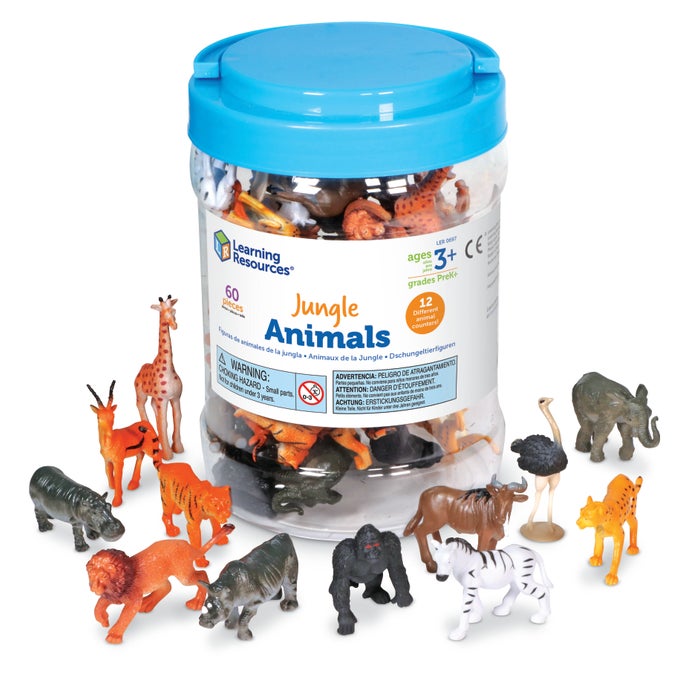 Learning Resources Assorted Jungle Animal Counters, Set of 60