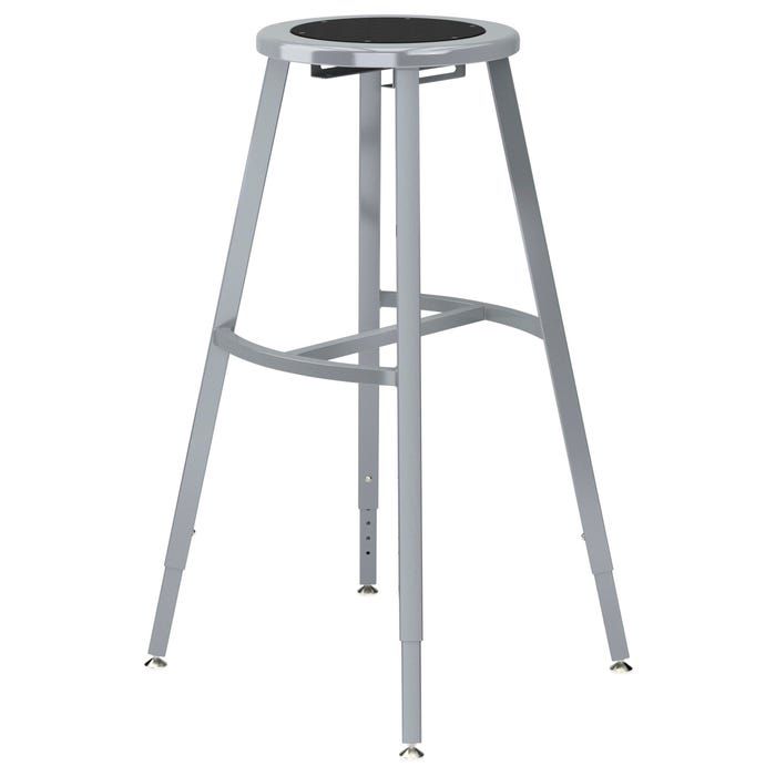National Public Seating Titan Stool, Black Steel Seat, 30-38 Inch Adjustable Height, Gray Frame