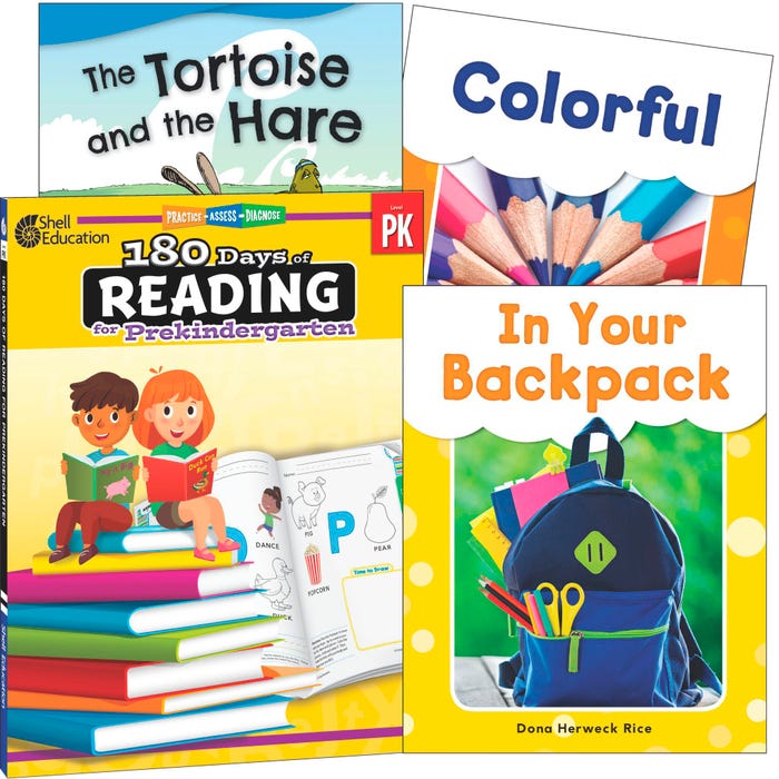Teacher Created Materials Learn-at-Home Reading Bundle, Grade Pre to K, Set of 4