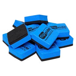 Flipside Magnetic Foam Whiteboard Erasers, 2 x 2 Inches, Blue, Pack of 12