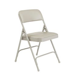 National Public Seating 1200 Premium Folding Chair, Vinyl, 18 ga Steel Frame, Warm Grey, Set of 4, Item Number 2051307