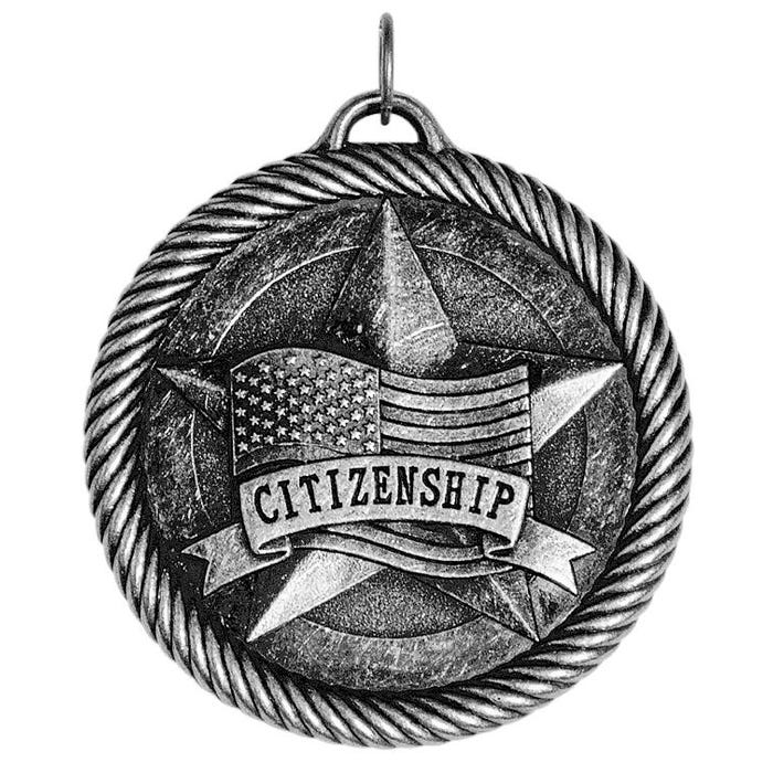 PDU CAT Multi-Level Dovetail/Citizenship Value Medal, 2 in, Solid Die Cast, Bronze