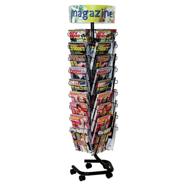 R-Wireworks Magazine Revolver with Casters, 14 x 69 x 14 Inches, 36 Pocket, Assorted Color