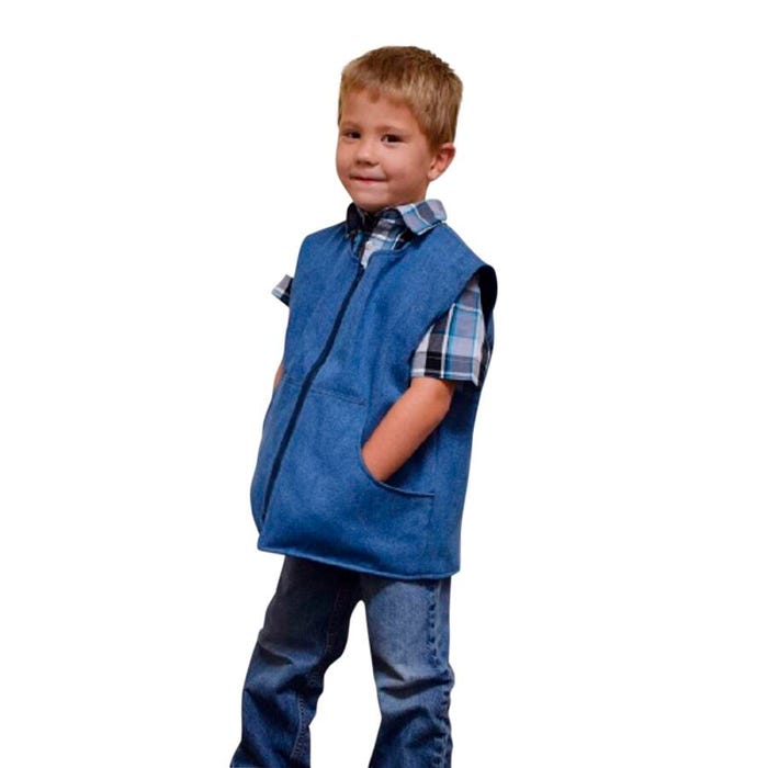 SensoryCritters Weighted Hooded Vest, Denim Style, Boys