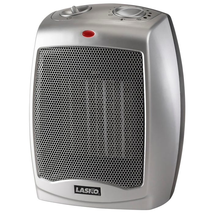Lasko Ceramic Heater with Adjustable Thermostat, Silver